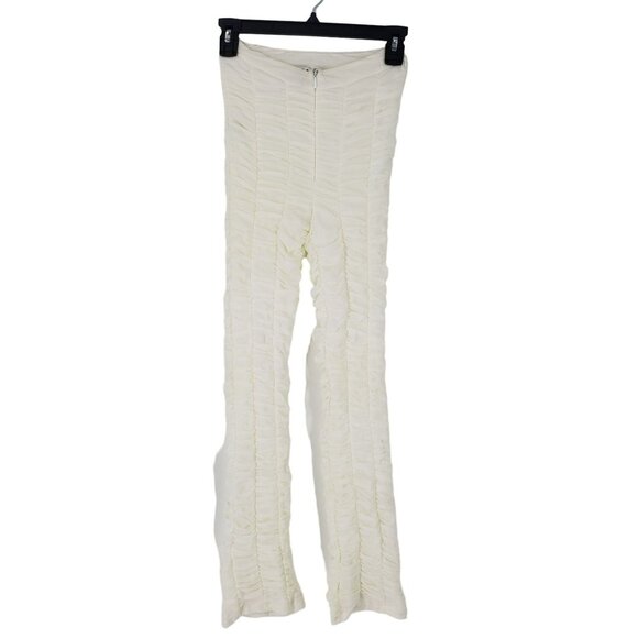 I.AM.GIA Ophelia White Ruched Ruffle Flare Pants Festival Fairycore Whimsigoth - Picture 2 of 11